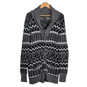 Wet Seal Vintage Y2K Winter Holiday Knit Cardigan Sweater Gray Large
